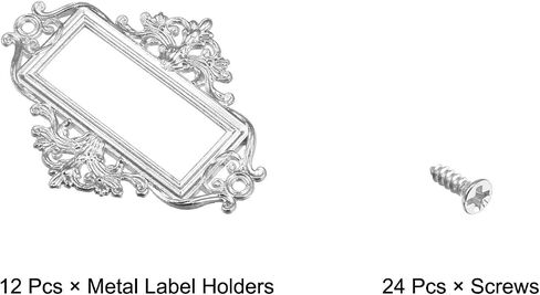 uxcell Metal Label Holders, 55x43mm 12Pcs Vintage Lace-up Business Tag Label Frame Card Holder for Shelve File Office Library Drawer, Gold Tone in Saudi Arabia