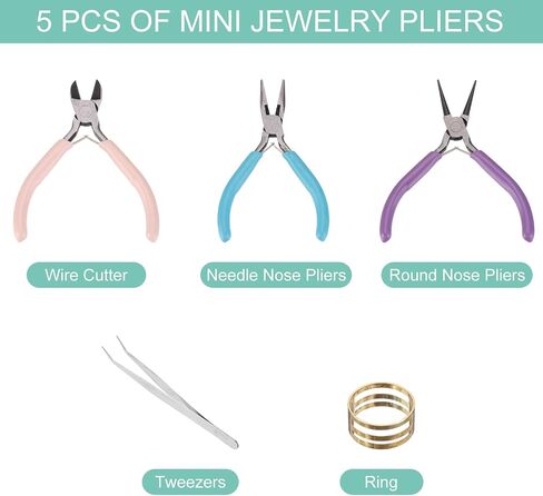 HARFINGTON 5pcs Jewelry Pliers Kits Jewelry Making Pliers Tool Needle Nose Pliers/Round Nose Pliers/Wire Cutter & Tweezer for Beading Tool Hobby Craft in Saudi Arabia