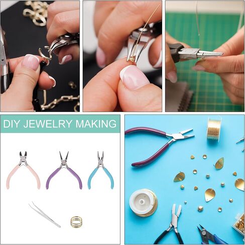 HARFINGTON 5pcs Jewelry Pliers Kits Jewelry Making Pliers Tool Needle Nose Pliers/Round Nose Pliers/Wire Cutter & Tweezer for Beading Tool Hobby Craft in Saudi Arabia