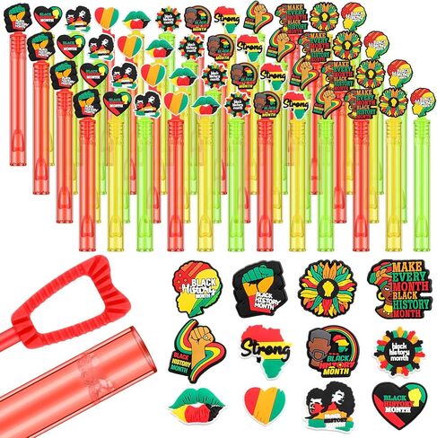 Shappy 48 Pcs Black History Month Mini Bubble Wands Bubbles Party Favors Birthday Decoration Party Supply in Saudi Arabia