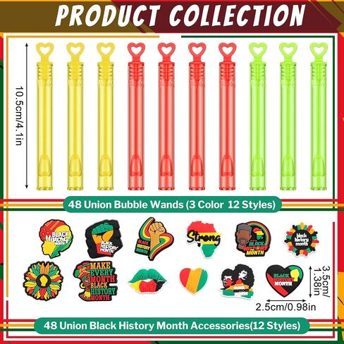Shappy 48 Pcs Black History Month Mini Bubble Wands Bubbles Party Favors Birthday Decoration Party Supply in Saudi Arabia