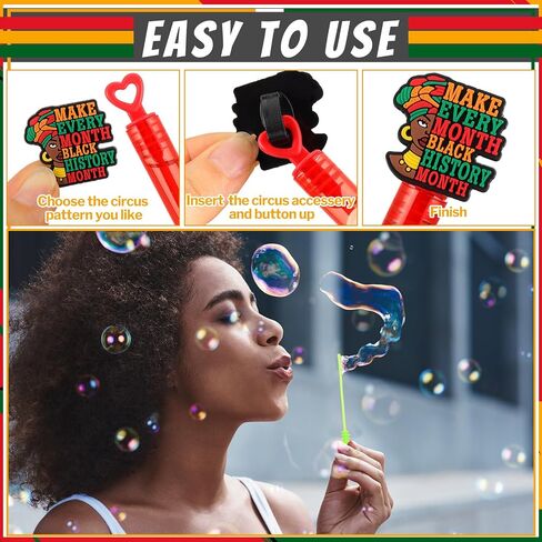 Shappy 48 Pcs Black History Month Mini Bubble Wands Bubbles Party Favors Birthday Decoration Party Supply in Saudi Arabia