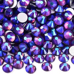Blinginbox Flat Back Crystal Rhinestones Round Gems for Nail Art and Craft Glue Fix,Fuchsia AB (4.6-4.8mm) SS20/1440pcs