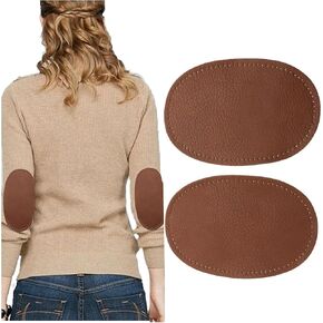 2Pcs Coffee Pu Leather Fabric Oval Elbow Knee Patches for Sweater Trousers Repair Patches Craft Supply Sewing Appliques
