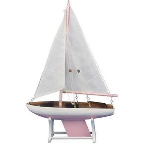 Handcrafted Nautical Decor It Floats 12" - Pink Floating Sailboat - Floating Sail Boat - Decorative Boat