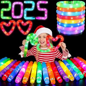 15 PCS Glow Sticks Christmas Stocking Stuffers, Glow in The Dark Party Supplies, Glow Bracelets Necklaces, 3 Modes Neon Party Decorations, New Years Eve Birthday Wedding Camping Fun
