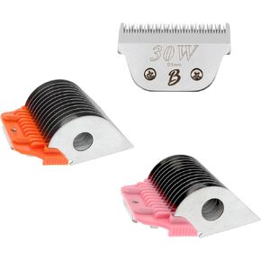 30 Wide Blade & 32mm 38mm Wide Clipper Guard Attachment Set for A5 Series Clippers| Stainless Steel Blade for Professional Dog Groomers| Snap-On/Off Design Wide Guard Combs for Dog Grooming