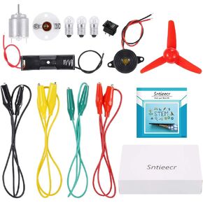 Sntieecr 6 Set 131 PCS DC Motors Kit, Mini Electric Motor 1.5-3V 15000RPM with 66 PCS Plastic Gears, Shaft Propeller, Bulbs, Buzzer Sounder, Science Experiment Set for Kid DIY STEM Engineering Project