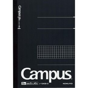 KOKUYO Campus Pre-Dotted Notebook, Semi A5, 5mm Grid Ruled - 40 Sheets - 80 Pages, Black (5 pack)