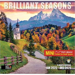 تقويم حائط RED EMBER Brilliant Seasons 2025 لمدة 12 شهرًا | 12 بوصة × 24 بوصة مفتوح | ورق سميك وقوي | هدية | التقويم 2025