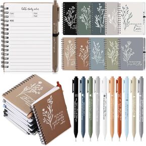 40 Pcs Christian Gift Spiral Journal with Retractable Ballpoint Pen Aesthetic Religious Notepad Inspirational Bible Verse Notebook Gift for Sunday School Church Christmas (Boho Color)