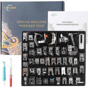 48Pcs Sewing Machine Presser Feet Foot Set for Brother, Babylock, Singer, Janome, Elna, Toyota, New Home, Simplicity, Kenmore