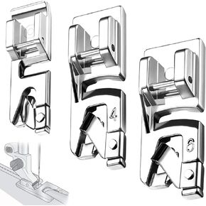 6pcs Rolled Hem Presser Foot, Stainless Sewing Rolled Hemmer Foot of 3 mm, 4 mm, 6 mm for Rolled Hemmer Foot Low Shank Sewing Machine