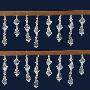 5 Yards Beaded Fringe Trim Decorative Beaded Fringe Trim Teardrop Fringe Trim Polyester Bead Tassel Trim for Wedding Bridal DIY Sewing Crafts Home Decor Clothing Decoration