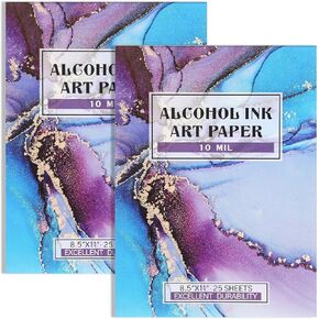 MotiMind 2 Pack 8.5 x 11 Inch Alcohol Ink Pads 50 Sheets Alcohol Ink Marker Paper for Art Painting Drawing Sketching Artists Students
