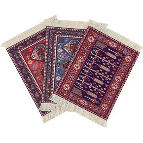 Rug Mouse Pad, 3 Pack Woven Rug Bohemian Style Carpet Mouse Pads for Table Decor