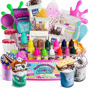 Ice Cream Slime Kit for Girls - Butter Slime Making Kit - DIY Slime Kit with 40+ Pieces for Ages 8-12