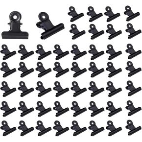 50 Pcs Metal Bulldog Clips, Black Bull Binder Paper Clips,0.87 Inch Hinge Clips for Food Bags,Clipboard,Poster,Paper Pictures Organizers, Crafts Hanging Art, Home and Office Decoration,Price Tag
