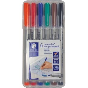 قلم تحديد بساط لعب الأدوار من Chessex: (6 عبوات) علامات إسقاط علوية ذات أساس مائي من Staedtler Lumocolor