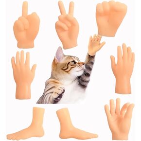 Bygytyo 8 Pcs Tiny Finger Hands Premium Rubber Mini Tiny Finger Hands,Flat Hand Style Mini Hand Finger Puppets for Puppet Show,Dogs,Cats,Gag Performance,Party Favors