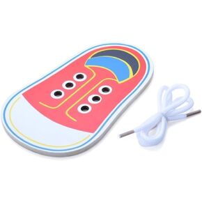 Red Shoes Learning Toy Kits Learn to Tie Your Own for Kids Practical Learning Toys for Young Children Training Board Kids Toddler Early Wooden Threading Lacing Shoes，Craft Kits，Arts and Crafts