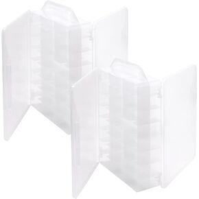 HEIHAK 2 PCS 46 Grids Sewing Organizer, Double Sided Thread Box Storage,Small Clear Compartment Plastic Organizer Box for Embroidery Floss Sewing Threads Needles Beads Small Crafts