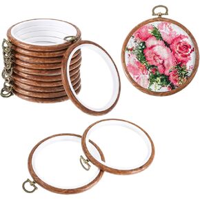 15 Pcs 3.5 Inch Round Embroidery Hoops Mini Embroidery Hoops Wood Embroidery Circle Rubber Hoops Embroidery Cross Stitch Frame Kits for Craft Sewing DIY Hanging Gifts