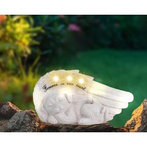 NEWDREAM Solar Dog Pet Memorial Statue,Pet Loss Gifts, The Angel Dog Statue Commemorates,Pet Loss Sympathy Remembrancecat with Solar Light Outdoor Dog Memorial Gifts, Dog Angel Wings Visit The Store