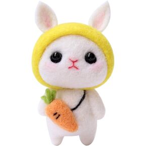Craft Needle Felting Hand Felting Wool Kit, Cute Non Finished Felting, for Children Adults Gift (Bunny Carrot North)