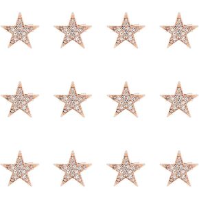 SUPERFINDINGS 12PCS Star Brooch Pin Alloy Pentagram Brooches Rose Gold Rhinestone Badge Metal Brooch Pins for Dress Sweater Scarf Berets Bag Decorations