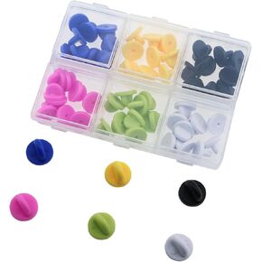 60PCS 11mm Dameter Mixed Colour Rubber Pin Back Lock Metal Butterfly Clutch Pin Back Replacement Suitable for Lapel Pin Hat and Tie Tacks