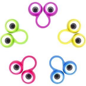 Frienda 30 Pieces Eye Finger Puppets Eye On Rings Googly Eyeball Ring Party Favor Toys for Kids, 5 Colors (Small Size)