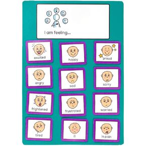 Feelings Chart (Skin Color E) to promote emotional understanding for young children and adults with autism, adhd, aspergers, speech and language delay, and downs syndrome.