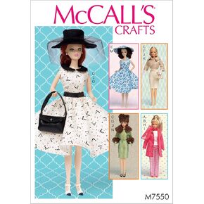 McCall's Patterns Retro-Style Clothes and Accessories for Doll Sewing Pattern, One Size Only