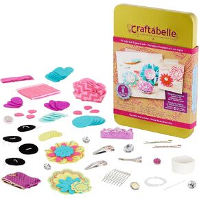 – Flower Hair Accessories Kit – 150pc Set with Felt Shapes & Buttons – Blossoming Beauties Creation Kit – Arts & Crafts Kits for Kids Aged 8 years +