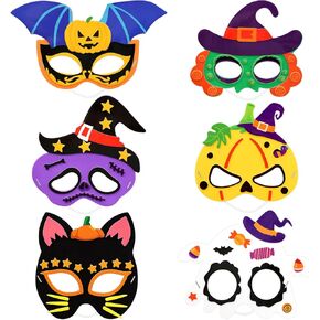 Fancy Land Halloween Mask Craft Kits for Kids DIY Monster Foam Mask Crafts Make Your Own Mask for Halloween Autumn Party Activities Fall Supplies 12 Pcs
