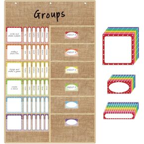 Gueevin Group Management Pocket Chart with 84 Cards Classroom Behavior Chart Pocket Chart for Classroom or Home Use (Classic)