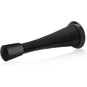 HOMOTEK 12 Pack Spring Door Stopper with Rubber Bumper 3-1/8" Flexible Spring Heavy Duty Wall Door Stop Low Mounted Door Bumper for Home (Upgrade Black)