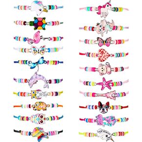 20 Pieces Unicorn Bracelets Friendship for Girls Women Jewelry Animal Pendant Owl Cute Adjustable Prize Pretend Play Party Favors (Dog Style)