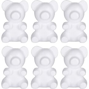 Ciieeo Foam Bear 6Pcs White Polyestrene Bear Blank White DIY Foam Bear for DIY Floral Arrangements, Wedding Party and Valentines Day Gift