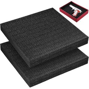 2 Pcs 11.8 x 11.8 x 1 Inch Customizable Foam Insert Pick and Pluck Foam Pre Cubed Foam Sheet Packing Foam Pads for Toolbox Camera Storage and Crafts, Black