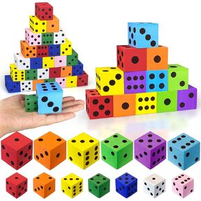75PCS Foam Dice Set Small Colorful Dices with Number Dots for Math Building Game Classroom Entertainment for Party Favor