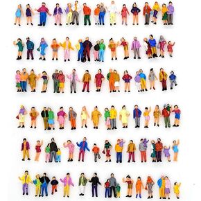 House Life 75pcs 1:87 Scale DIY Painted Figures Tiny People Mixed Model People Colorful Standing People Train Park Street Passengers