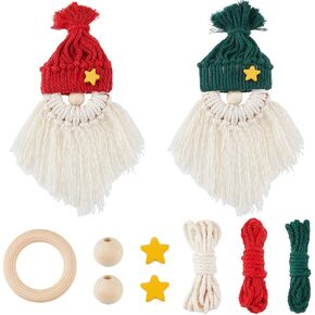 SUNNYCLUE 3 Sets Christmas Macrame Kits Macrame Christmas Ornaments Kits Macrame Ornament with Instructions Santa Claus Macrame Kit for Beginners Adults DIY Wall Hangings Decoration