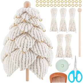 BEUNITONE DIY Macrame Christmas Tree 3D Christmas Tree Macrame DIY Kit for Beginners with Step-by-Step Instructions Christmas Tree Hanging Ornaments for Home Dercor Handmade Boho Macrame Wall Hanging