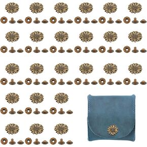 NBEADS 24 Sets Antique Snaps Button, Clover Vintage Metal Snap Press Stud Rivet Leather Snaps Vintage Snap Fasteners for Clothes Jackets Jeans Wears Bracelets Bags