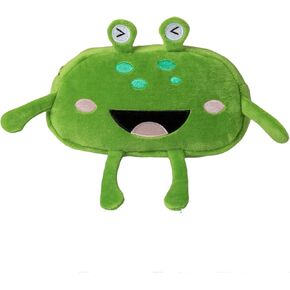 HSYHERE Cute Novelty Funny Big Eyes Big Mouth Happy Smiling Green Frog Soft Stuffed Surface Fluffy Clothes Zipper Pencil Box Pencil Case Pencil Storage Holder Pouch Pen Bag -Smilling
