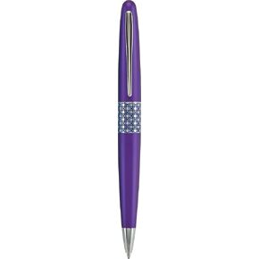 PILOT MR Retro Pop Collection Ballpoint Pen in Gift Box, Purple Barrel with Elipse Accent, Medium Point Stainless Steel Nib, Refillable Black Ink (91424)