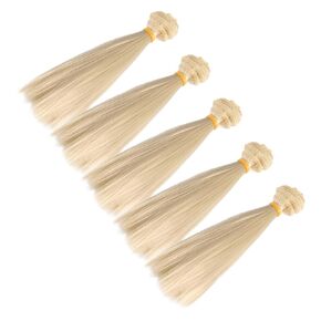 5Pcs Black Heat Resistant Straight Doll Wig Weft Hair Extensions for Diy Craft Projects for Home and School Use
