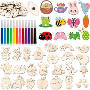 gisgfim 36 Pcs Easter Wooden Magnet Painting Craft Kit Kids Wooden Magnets Spring Arts Crafts for Kids 8-12 4-6 DIY Creativity Art Supplies for Boys Girls Easter Party Favor Birthday Gift